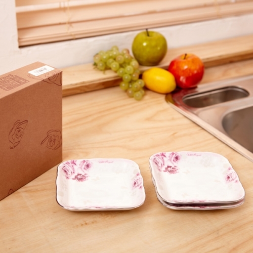 잇썸몰,미소화이트부케정사각접시3p 소