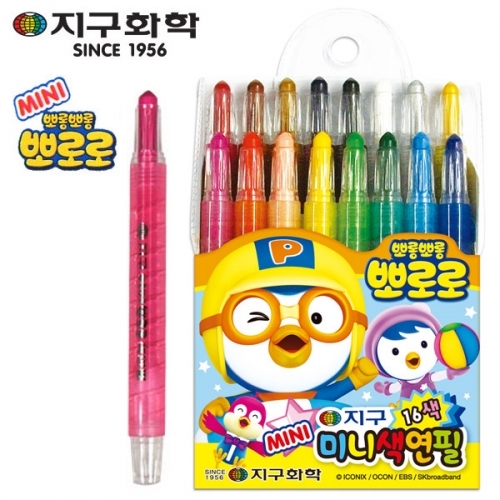 잇썸몰,지구화학 뽀로로 미니색연필 16색