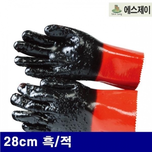 잇썸몰,SJ 8601407 PVC 코팅장갑 28cm 흑/적  (10EA)