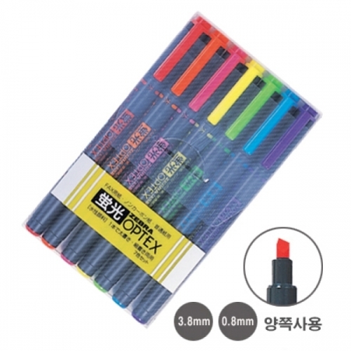잇썸몰,제브라)옵텍스 형광펜 7색세트 형광펜 마카 마카펜 필기류