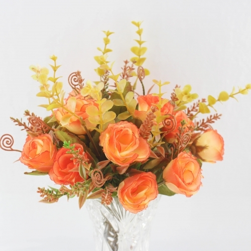 잇썸몰,새순장미부쉬(주황) 조화장식 조화 인조꽃 조화꽃