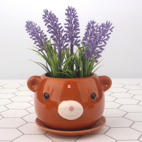 잇썸몰,애니멀라벤더화분(곰)(보라)조화화분 조화꽃 화병 조화장식