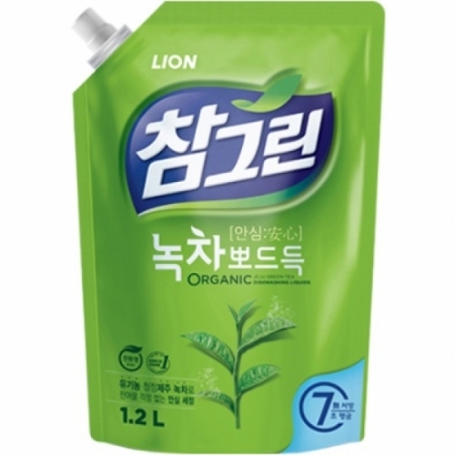잇썸몰,라이온 참그린 녹차 뽀드득 주방세제 리필 1200ml