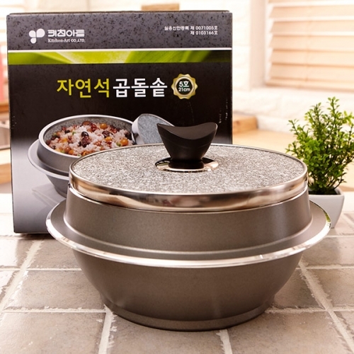 잇썸몰,키친아트 자연석 곱돌솥 5호 (돌뚜껑) 21cm