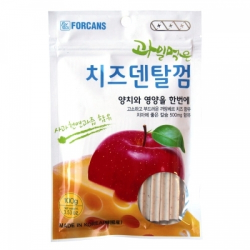 잇썸몰,포켄스 과일먹은 치즈덴탈껌 100g(사과)