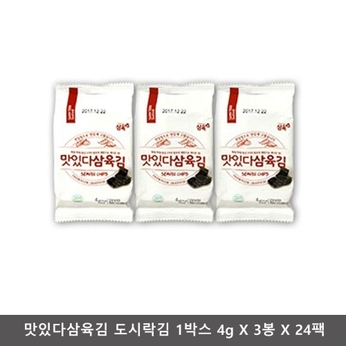 잇썸몰,맛있다삼육김 도시락김 1박스 4g X 3봉 X 24팩