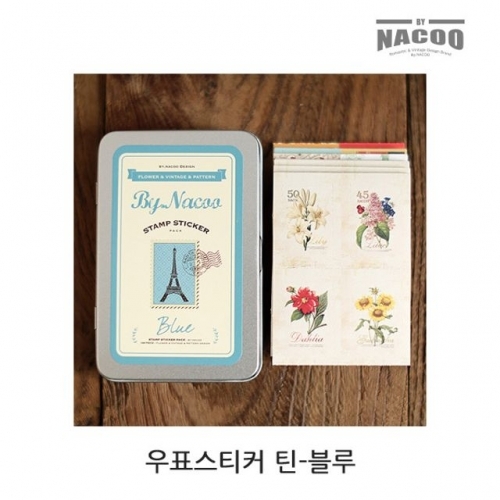 잇썸몰,우표스티커 틴 블루_1P_데코 DIY 소품 다꾸 다용도