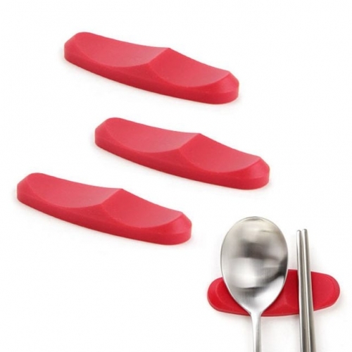 잇썸몰,키친플라워 실리콘 수저받침대 3P (레드) 젓가락 거치