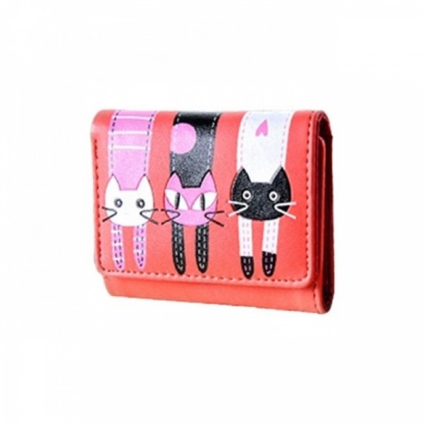 잇썸몰,초등반지갑 여학생 PU 11.9cm 3단 패션반지갑 레드