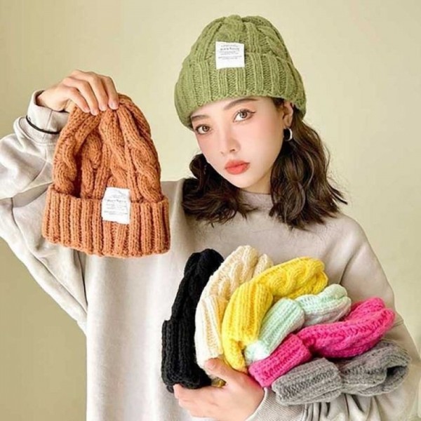 잇썸몰,예쁜 데일리 컬러풀 따뜻한 꽈베기 두툼 비니 모자