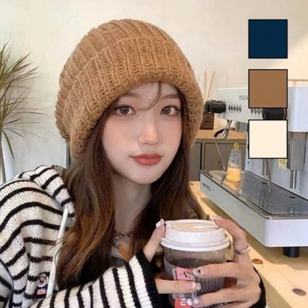 잇썸몰,여성 겨울철 도톰하고 따뜻한 심플 디자인 비니 모자