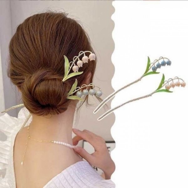 잇썸몰,은방울꽃 포인트 금속 올림머리 젓가락 뒤꽂이 비녀