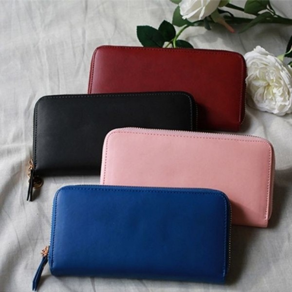 잇썸몰,심플하고 고급스러운 핑크풋 블링크 지퍼 장지갑