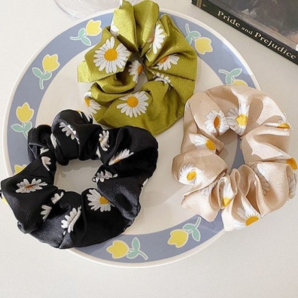 잇썸몰,데이지 패턴 웨이브 머리끈 심플 곱창밴드 머리끈