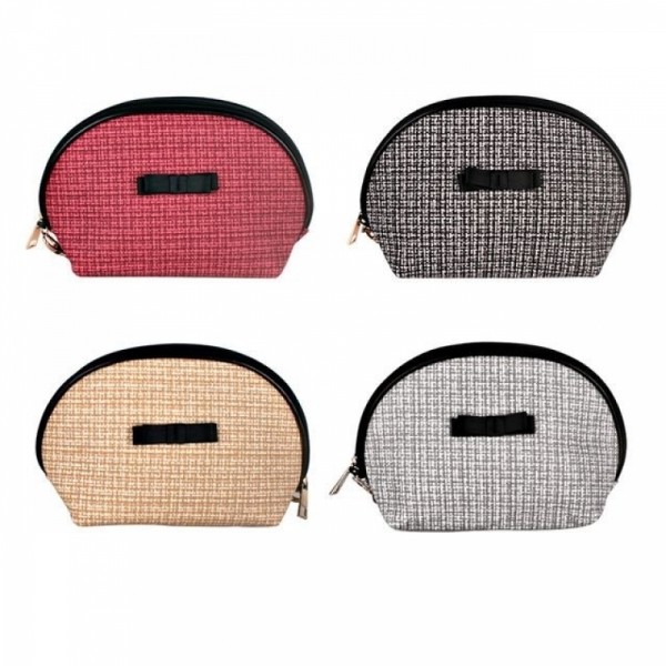 잇썸몰,리본 반달 트위드 파우치 대형 화장품