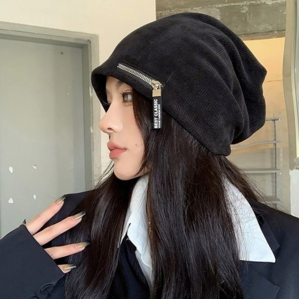 잇썸몰,코듀로이 패션비니 지퍼 골덴 스우파 스트릿패션 모자