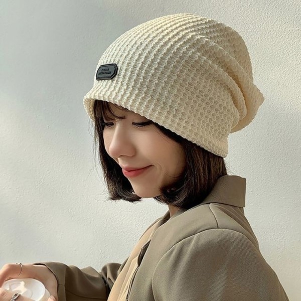 잇썸몰,와플 면 헤어 두건 모자 오버핏 캐주얼 비니 여성
