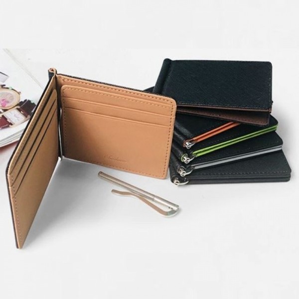 잇썸몰,남성 패션 심플 가죽 카드 반지갑 머니클립 지폐지갑